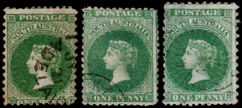 South Australia Scott 41, 42, 42h (1867) Used G-F, CV $74.00 M