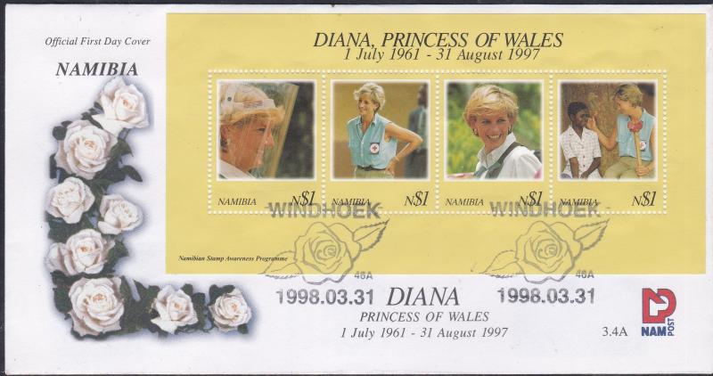 Namibia # 909, Diana, Princess of Wales, 1st Day Cover