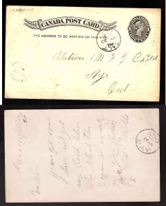Canada-Covers #2971c-1c QV p/c-Oxford county-Canning,Ont - My 20 1893