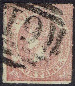 VICTORIA 1858 QV EMBLEMS 4D ROULETTE VERTICAL LAID PAPER USED