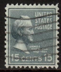 US Scott 820, 1938 Presidential 15c Buchanan used