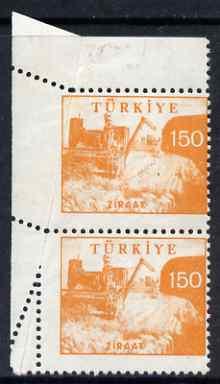 Turkey 1959 Combine Harvester 150k vert pair with paper f...