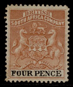 RHODESIA QV SG22, 4d chestnut and black, LH MINT. Cat £48.