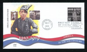 US 3183o Celebrate Century 1910s, Child Labor reform UA Fleetwood cachet FDC