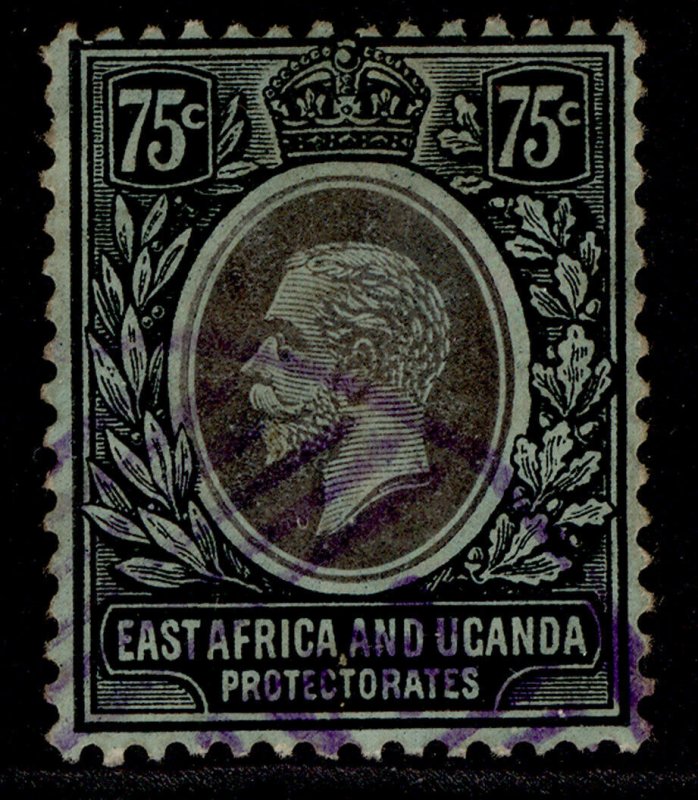 EAST AFRICA and UGANDA GV SG52a, 75c black/green, USED.