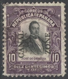 US CANAL ZONE 1909 Sc 35 Used  F-VF 10c Jose de Obaldia