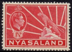 Nyasaland - 1938 KGVI 1½d carmine MH* SG 132