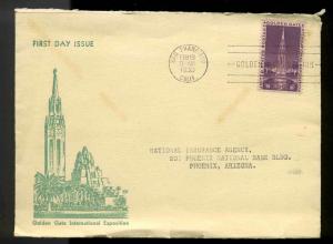 #852 GOLDEN GATE FDC SAN FRANCISCO, CA  PLANTY 66a FIREMAN'S FUND GROUP  CACHET