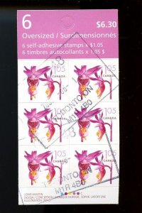 ?Booklet used of 6x $1.05 stamps $6.30 face Lily flowers Canada