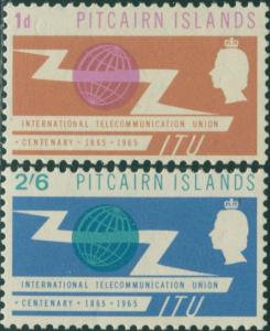 Pitcairn Islands 1965 SG49-50 ITU emblem set MNH