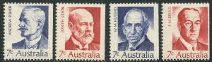 AUSTRALIA Sc#514-517 1972 Prime Ministers Complete Set OG Mint NH (b)