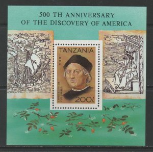 Thematic Stamps Others - TANZANIA 1992 DISC.AMERICA MS1352 mint