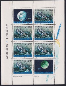 Poland 1971 Sc 1850A Lunar Rover Astronauts Apollo 15 Stamp MS CTO H