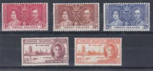 VIRGIN ISLANDS  1937 - 46  CORONATION & VICTORY SETS   M H 