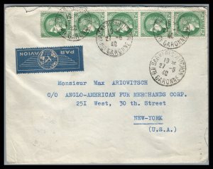 France 1940 Airmail Cover to Fur Merchant in New York