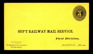 1800s Railway Mail Service Boston Official Cover Unused - L17950