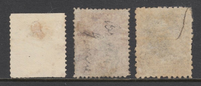 British Guiana Sc 19, 48, 54 used. 1860-1868 Seal of the Colony issues, faults 