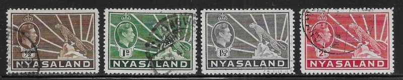 Nyasaland 54A-57A 1942 KGVI Used