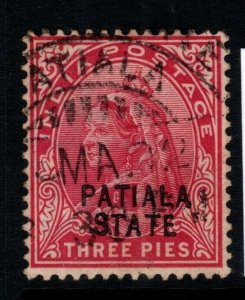 INDIA-PATIALA SG32 1899 3p CARMINE USED