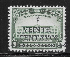 Ecuador Scott 452 Unused LHOG - 1944 Surcharge w/Fancy Bar - SCV $0.50