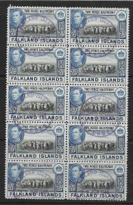 FALKLAND IS.DEP. SGZ78 1938-50 FALKLAND 2d BLACK&BLUE BLK OF 10 USED IN F.I.D.