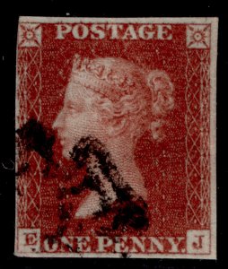 GB QV SG10, 1d DEEP red-brown PLATE 37, USED. Cat £110. BLACK MX EJ