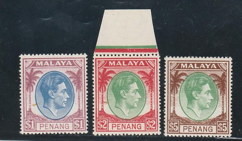 PENANG 1949 KGVI PALM TREES $1 $2 $5 */** TOP 3 VALUES