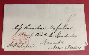 U.S., 1838 Stampless Cover, 2 1/2 page Ship Letter, Red NEW YORK SHIP Cancel