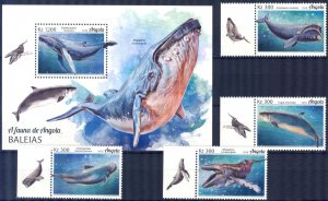 Angola 2018 Whales Set of 4 + S/S MNH