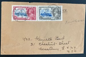 1935 St Johns antigua cover To Westburry NY Usa  King George V Silver Jubilee