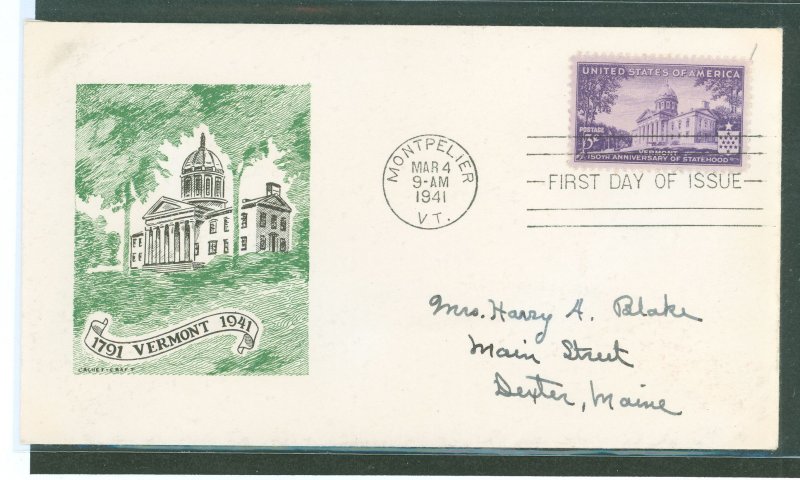 US 903 1941 3c 150th Anniversary Of Statehood (single) on an addressed FDC with a cachet Craft Cachet