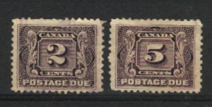 Canada #J2,J4   u VF 1906 PD