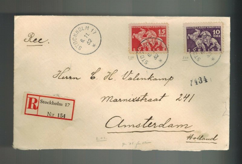 1932 Stockholm Sweden Cover to Amsterdam Holland