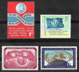 UN-NY # 104-07  Definitives 1962       (4)    Mint NH