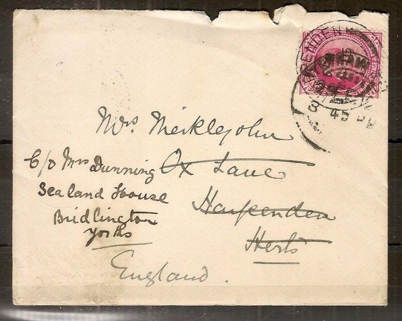 India 1912 Cover to UK