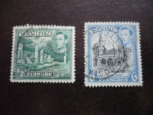 Stamps - Cyprus - Scott# 144, 150 - Used Partial Set of 2 Stamps