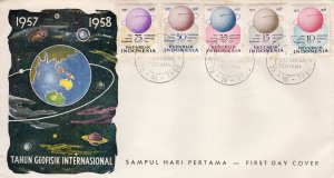 Indonesia 1958 Sc#460/464 I.G.Y.Satellite Circling Globe-Space Set (5) FDC