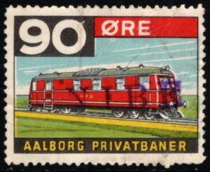 Vintage Denmark Private Railway Local Stamp 90 Ore Aalborg Railways Used