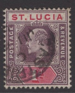 ST.LUCIA SG66 1904 1d DULL PURPLE & CARMINE FINE USED