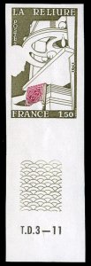 France, 1950-Present #1739 (YT 2131) Cat€14, 1981 Bookbinding, imperf. bott...