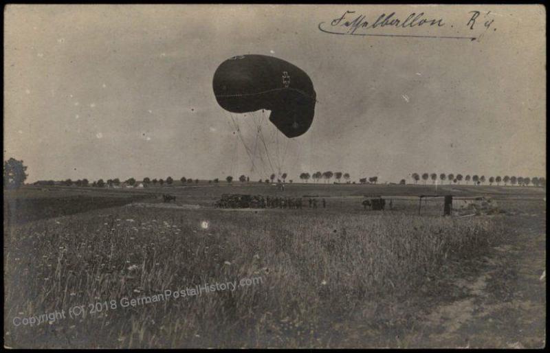 Germany WWI Inf Regt 85 Feldpost Cover Barrage Balloon Fesselballon RPPC 69659