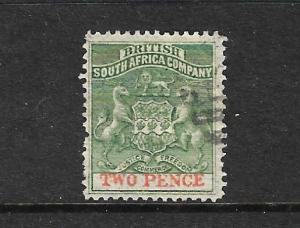 RHODESIA  1892-94  2d ARMS  FU  SG 20