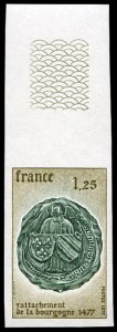 France, 1950-Present #1553 (YT 1944) Cat€14, 1977 Arms of Burgundy, imperf....