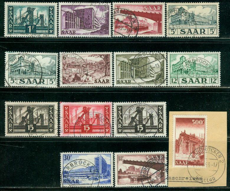 Saar - Scott # 232 - 245, cpl. set, used, # 245 experts h/s