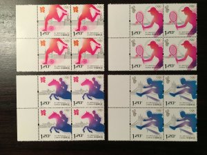 China 2012-17 XXX Olympics in London Left Margin Block of 4, MNH