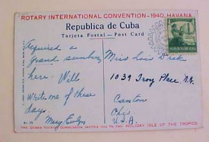 CUBA   ROTARY 1940 TO USA on CARD