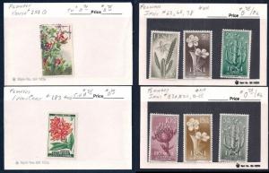 WORLDWIDE Topical Flowers (100) Different Sets Mint & Used