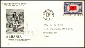 Scott 918 - 5 Cents Albania - Typed Address - Artcraft FDC - Planty 918-12