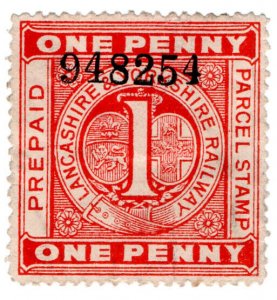 (I.B) Lancashire & Yorkshire Railway : Prepaid Parcel Stamp 1d