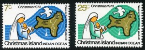 Christmas Island Scott 59-60 Unused HOG - 1973 Christmas Issue - SCV $2.35